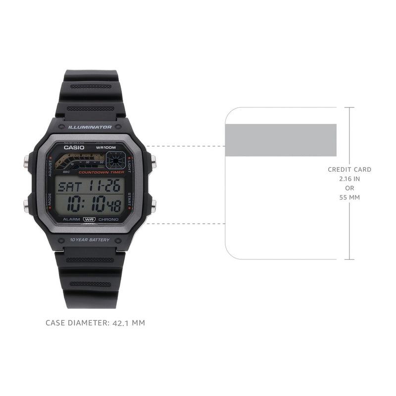 Reloj Casio Serie WS1600H con diseño deportivo, cronómetro, temporizador, luz LED y resistencia al agua, alarma, calendario y batería de larga duración