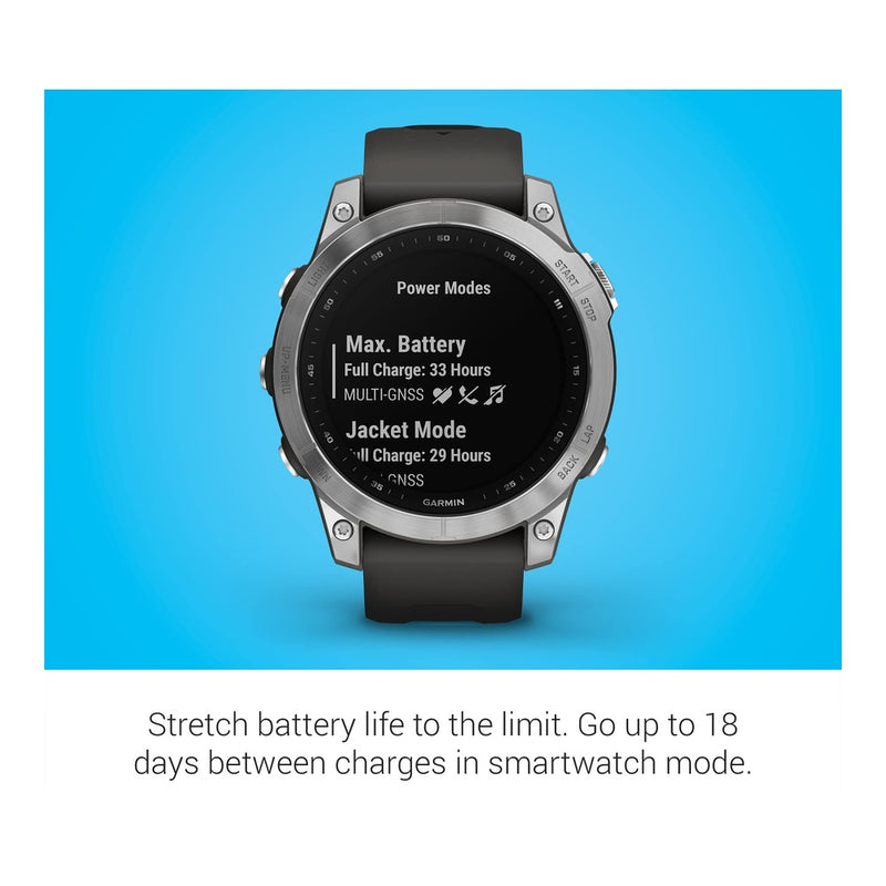 Garmin Fenix 7, Reloj Inteligente de Aventura Resistente con GPS, Pantalla Táctil, Funciones de Salud y Bienestar