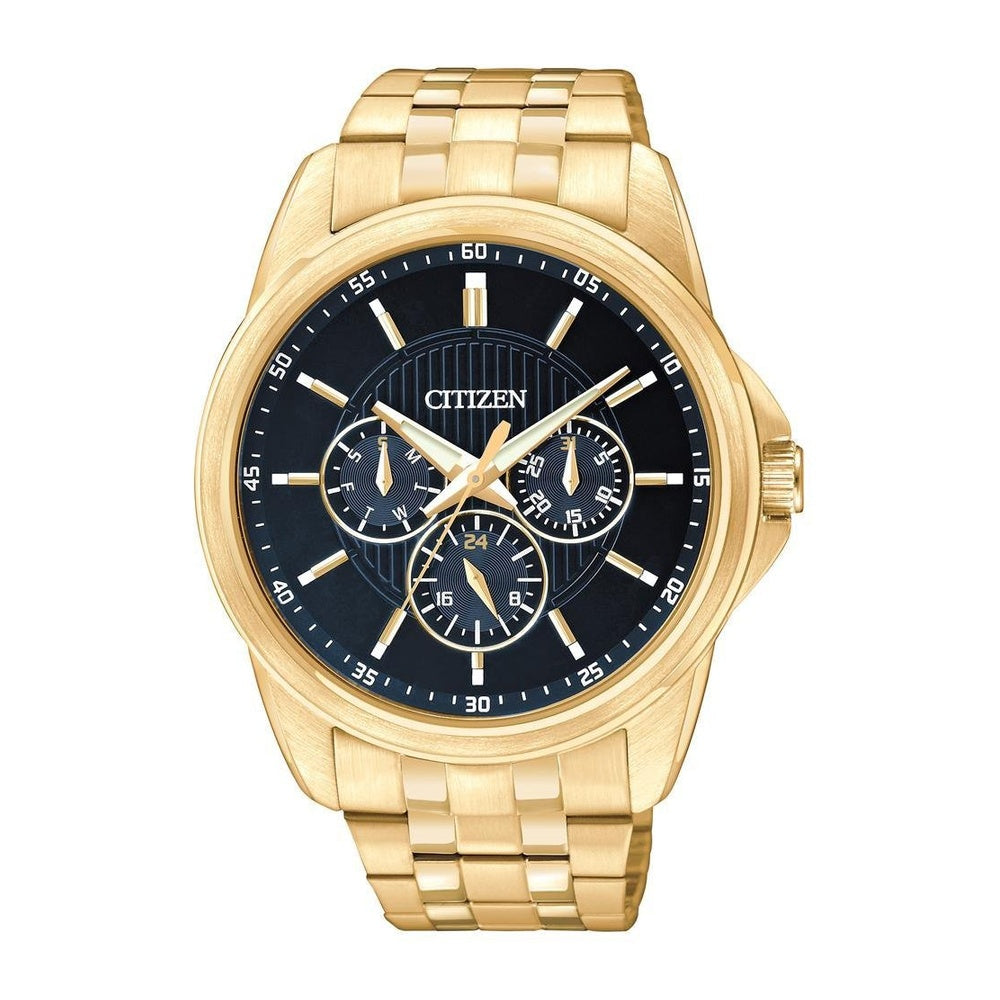 Reloj de cuarzo Citizen para hombre en acero inoxidable, diseño clásico con segundero luminoso y función de día/fecha