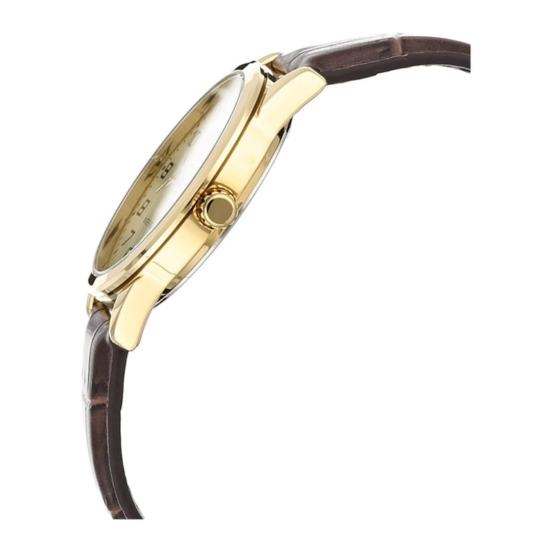Casio Reloj de cuarzo de acero inoxidable para hombre, correa de cuero marrón, modelo EAW-MTP-V001GL-9B