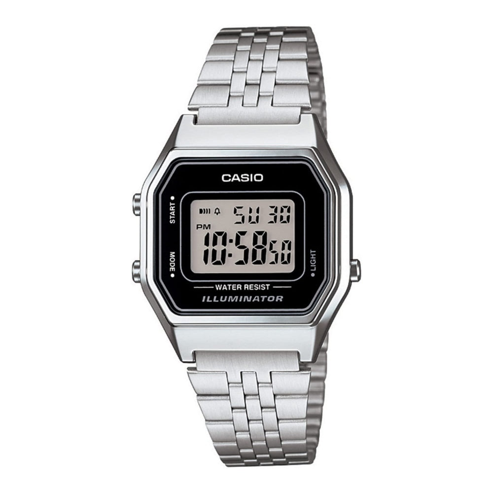 Reloj Digital Retro Casio para Dama en Color Plateado, Modelo LA-680WA-1DF