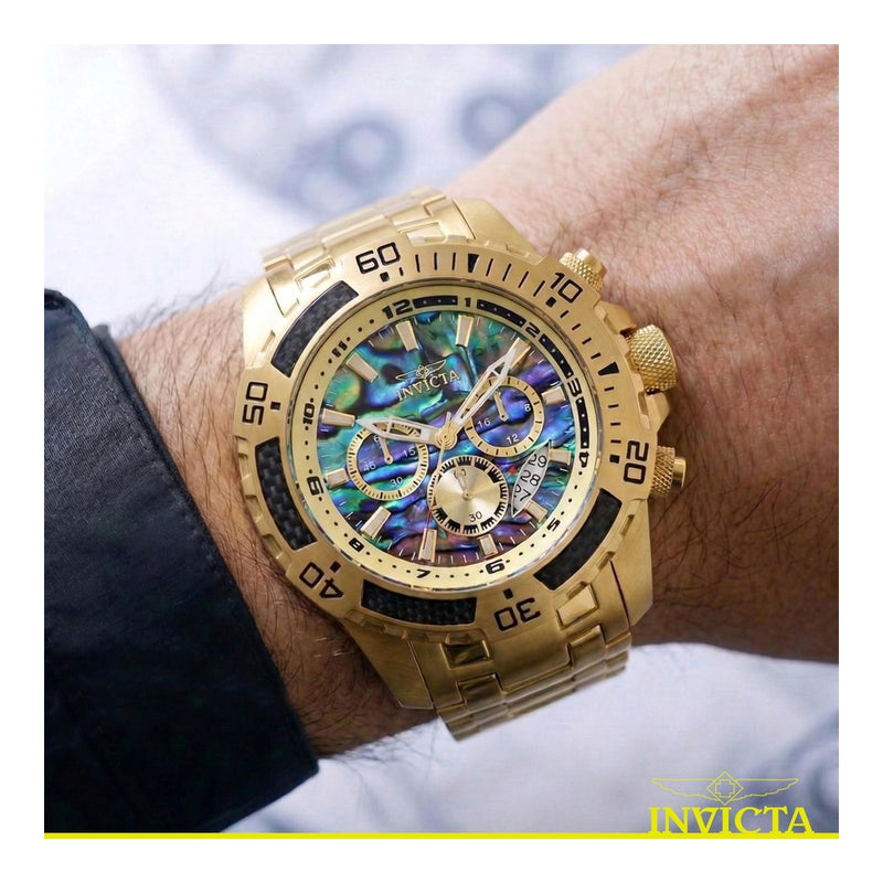 Reloj Invicta Pro Diver Scuba para hombre, diseño dorado, cronógrafo de cuarzo japonés, resistente al agua