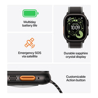 Apple Watch Ultra 3 [GPS + Cellular 49mm] Running & Multisport Smartwatch w/Rugged Titanium Case w/Black Titanium Milanese Loop - L. Satellite Communications, Advanced Health & Fitness Tracking