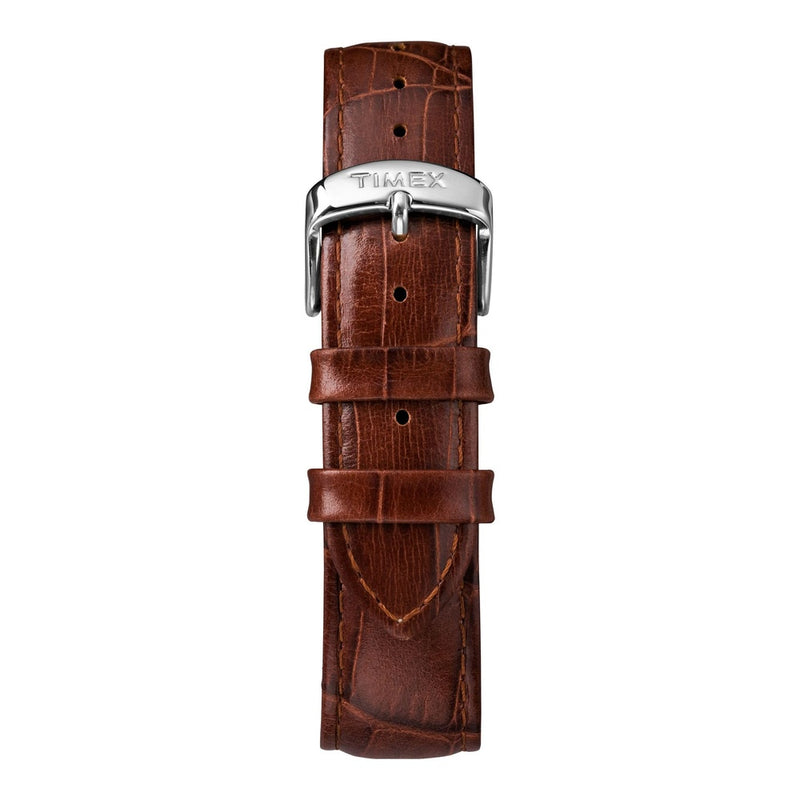 Reloj de pulsera para hombre Timex Easy Reader, correa de cuero marrón, esfera azul, resistente al agua hasta 30 metros