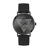 Reloj GUESS para hombre, correa de silicona, esfera negra, movimiento de cuarzo, resistente al agua y a golpes