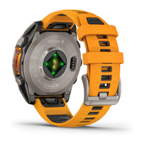 Wearable4U - Reloj inteligente Garmin Fenix 8 multideporte AMOLED Sapphire, titanio con banda naranja/graphite