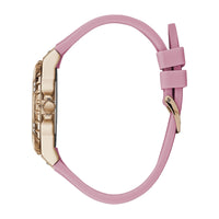 Reloj GUESS de silicona rosa para mujer, resistente al agua, acero inoxidable, cronógrafo y función día-fecha