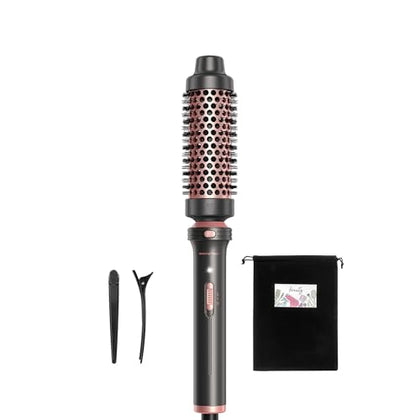 Wavytalk Thermal Brush, 1 1/2 inch Heated Round Brush with Detachable Head, Velvet Pouch and Dual Voltage for Travel, Easy to Create Blowout Look, Rose Gold