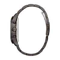 Reloj cronógrafo GUESS de acero inoxidable, resistente al agua, con cronógrafo, dial gris y correa de acero inoxidable