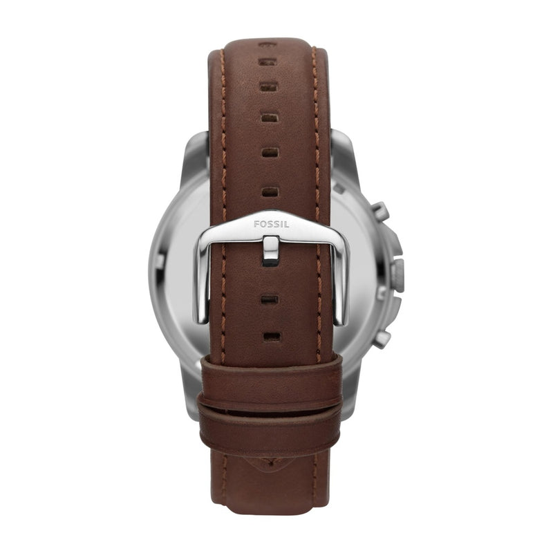 Reloj cronógrafo para hombre de acero inoxidable y cuero negro con detalles dorados, movimiento de cuarzo, modelo Grant