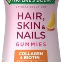 Nature's Bounty Soluciones Óptimas para Cabello, Piel y Uñas con Biotina y Colágeno, Gomitas con Sabor Cítrico, Suplemento Vitamínico, 2500 mcg, 80 Ct, 40 Porciones Totales