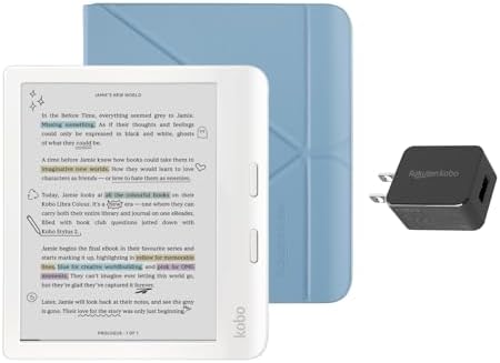 Kobo Libra Colour White eReader with Case Bundle