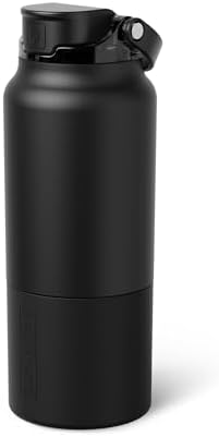 BrüMate Rise 25oz Water Bottle With 100% Leakproof Covered Silicone Straw | Insulated Stainless Steel Water Bottle | Cup-Holder Friendly | Fast Flow | Soft Sip Silicone Spout | BPA-Free (Matte Black)