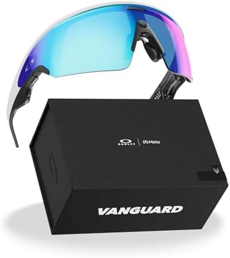 Amazon Oakley | Meta Vanguard with Meta AI, Audio, Photo, Video Compatibility - White, Prizm™ Sapphire