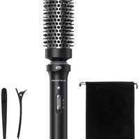 Wavytalk Thermal Brush, 1 1/2 inch Heated Round Brush with Detachable Head, Velvet Pouch and Dual Voltage for Travel, Easy to Create Blowout Look, Classic Black