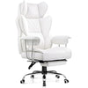 COMHOMA Big and Tall Office Chair, High Back Leather Gaming Chairs with Footrest, Executive Ergonomic Office Chair with Pocket Spring Lumbar Support and with Outward Fixed Soft Armrests