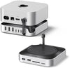 UGREEN Dock & Stand for Mac mini M4/ M4 Pro with NVMe SSD Enclosure, 3 USB A 10Gbps, USB C Data Port, SD Card Reader, Silver