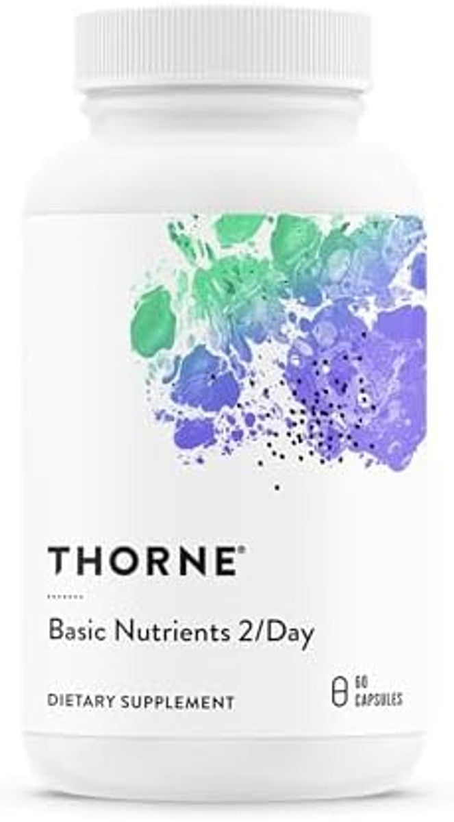 THORNE - Nutrientes básicos 2/día - Multivitamínico diario integral con biodisponibilidad óptima - Fórmula de vitaminas y minerales - Sin gluten, lácteos y soja - 60 cápsulas - 30 porciones