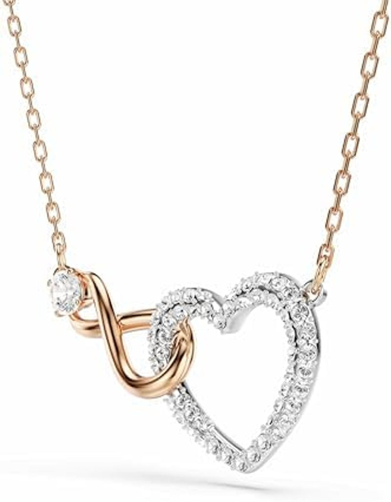 Ofertaza, Swarovski Infinity Heart Jewelry Collection, Rose Gold & Rhodium Tone Finish, Clear Crystals
