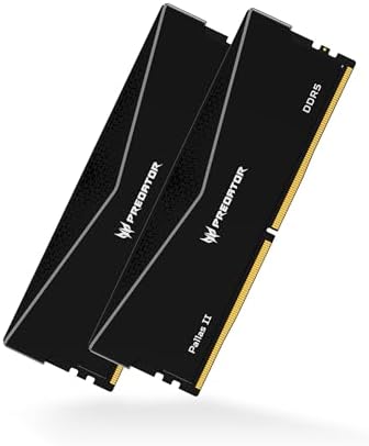 Acer Predator Pallas II DDR5 RAM 32GB (16GBx2) 6000MHz CL30 PC5-48000 Intel XMP 3.0 AMD EXPO Compatible Computer Memory, Black - BL.9BWWR.433