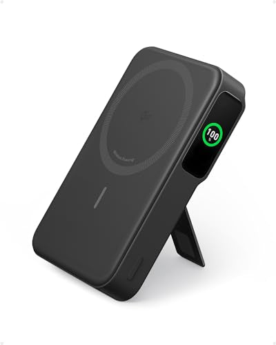 Anker MagGo Power Bank, Qi2 Certified 15W Ultra-Fast MagSafe-Compatible Portable Charger, 10,000mAh Battery Pack with Smart Display & Foldable Stand, For iPhone 15/14/13 Only (USB-C Cable Included)