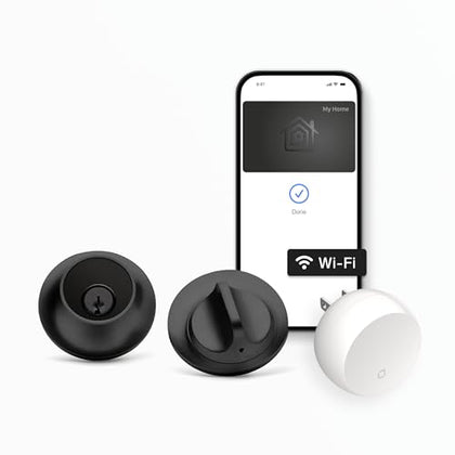 Level Lock+ WiFi Deadbolt Smart Lock - World's Smallest Smart Lock Plus Apple Home Key - Lock/Unlock Anywhere - Level App for iOS & Android - Works with Apple Home, Alexa, Google Home (Matte Black)