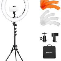 NEEWER 19 inch Ring Light with Stand, 3 Phone Holders and Mini Ball Head, Upgraded 2.4G & Touch Control, Smooth Dimming at 1%, 3200K-5600K for Selfie TikTok Live Streaming Video Recording Zoom, RP19H
