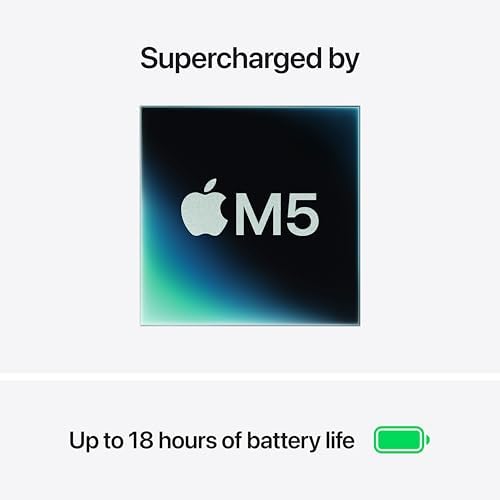 Apple 2026 MacBook Air 13-inch Laptop with M5 chip: Built for AI, 13.6-inch Liquid Retina Display, 16GB Unified Memory, 512GB SSD, 12MP Center Stage Camera, Touch ID, Wi-Fi 7; Starlight