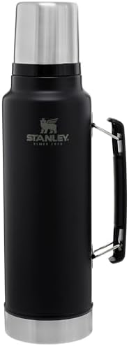 Stanley Classic Legendary Vacuum Bottle 1.0 qt | Wide Mouth with Leakproof Cup Lid | Keep Drinks Hot or Cold | Packable for Travel | Insulated Stainless Steel Thermos | BPA-Free | Hammertone Silver