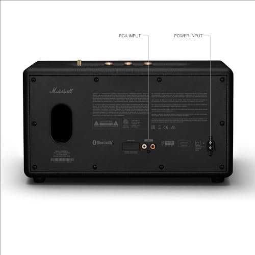 Marshall Stanmore III Bluetooth Home Speaker - Loud Stereo Sound with Bass and Treble Controls | Plug-in Powered | Record Player Compatible | RCA and 3.5mm Aux Inputs - Black