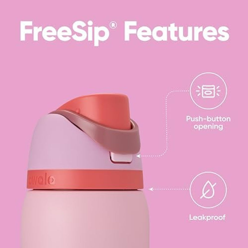 Ofertaza, Owala FreeSip Insulated Stainless Steel Water 32 oz, Pink, Angel Food Cake