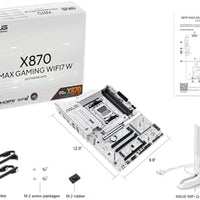 ASUS X870 MAX GAMING WIFI7 W AMD AM5 ATX Motherboard, 8-layer White PCB, 12+2+1 80A DrMOS, DDR5, PCIe 5.0 x16 Q-Release, 3x M.2, Wi-Fi 7 Q-Antenna, USB4® Type-C®, 2.5Gb LAN, BIOS FlashBack™, Aura Sync