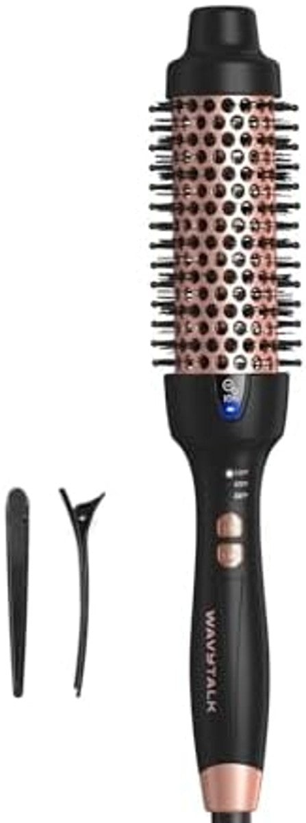 Wavytalk Versión Actualizada Cepillo Térmico para Aspecto de Peinado, Blowout Express Cepillo Redondo Térmico Iónico de 1.5 Pulgadas Hace el Cabello Más Suave Obtén Rizos Naturales, Doble Voltaje