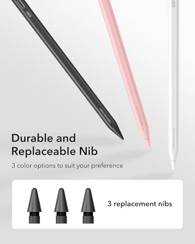 ESR Geo Digital iPad Pencil for iPad 2018-2026, Find My, Easy Shortcuts | Work with Apple Find My, for iPad (A16) 11/10/9/8 Gen & Air 13/11 & Pro 12.9/13/11 & Mini 7/6/5, Black (No Wireless Charging)