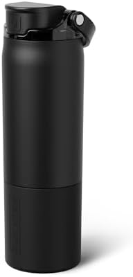 BrüMate Rise 25oz Water Bottle With 100% Leakproof Covered Silicone Straw | Insulated Stainless Steel Water Bottle | Cup-Holder Friendly | Fast Flow | Soft Sip Silicone Spout | BPA-Free (Matte Black)