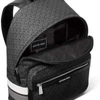 Ofertaza, Michael Kors Malone Backpack, Silver-Tone Hardware/Storm Signature Stripe
