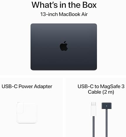 Apple MacBook Air with Apple M3 Chip, 13-inch, 8GB RAM, 256GB SSD Storage, Midnight (Renewed)