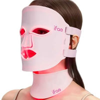 IFAE Red Light Therapy for Face and Neck, Red Light Therapy Mask with 850nm Infrared (NIR) Portable Led Face Mask with Eye Protection and Remote for True Anti-Wrinkles Skincare at Home Pink