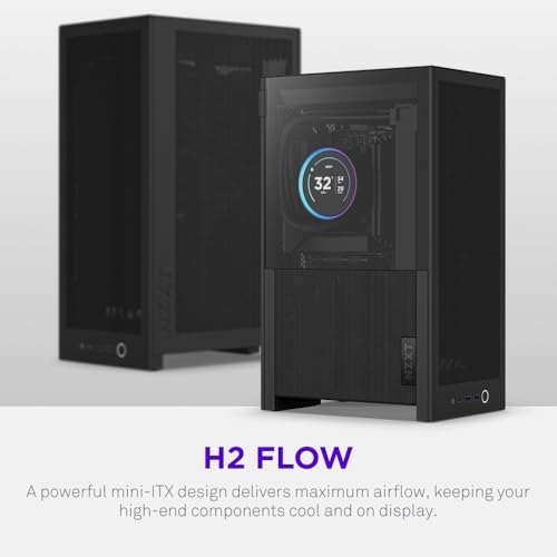 NZXT H2 Flow – Mini-ITX 20.7L High Airflow PC Case – Includes 2 x 120mm Top Fans & PCIe 5.0 Riser Cable – 331mm GPU – 280mm Radiator – Black