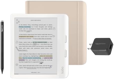 Kobo Libra Colour White eReader with Case Bundle