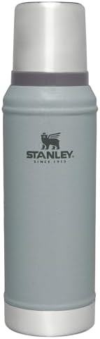 Stanley Classic Legendary Vacuum Bottle 1.0 qt | Wide Mouth with Leakproof Cup Lid | Keep Drinks Hot or Cold | Packable for Travel | Insulated Stainless Steel Thermos | BPA-Free | Hammertone Silver