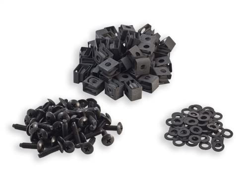 RackGold® Black 10-32 Slide-on Cage Nut & Screws w/Washers | 50-Pack