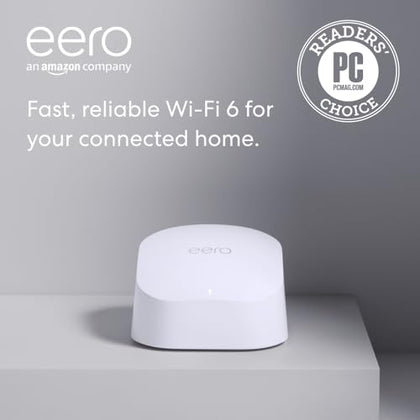 Like-New Amazon eero 6 mesh wifi router - Supports internet plans up to 900 Mbps, Coverage up to 1,500 sq. ft., Connect 75+ devices, 1-pack
