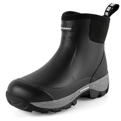 WOVENPAK Waterproof Garden Shoes Rain Boots for Men, Ankle Rubber Work Boots, Insulated Outdoor Mud Boot for Gardening, Hunting, Farming, Camping and Yard, Size 6-13