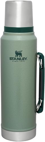 Stanley Classic Legendary Vacuum Bottle 1.0 qt | Wide Mouth with Leakproof Cup Lid | Keep Drinks Hot or Cold | Packable for Travel | Insulated Stainless Steel Thermos | BPA-Free | Hammertone Silver