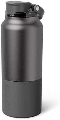 BrüMate Rise 25oz Water Bottle With 100% Leakproof Covered Silicone Straw | Insulated Stainless Steel Water Bottle | Cup-Holder Friendly | Fast Flow | Soft Sip Silicone Spout | BPA-Free (Matte Black)