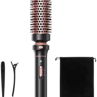 Wavytalk Thermal Brush, 1 1/2 inch Heated Round Brush with Detachable Head, Velvet Pouch and Dual Voltage for Travel, Easy to Create Blowout Look, Classic Black