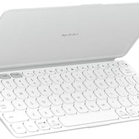 Logitech Keys-to-Go 2 Portable Bluetooth Keyboard for Tablet with Built-in Cover, Slim and Compact Wireless Keyboard for Windows, Android, Linux, iPad, iPhone, Mac, Apple TV - Pale Grey
