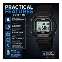 Reloj digital Casio F108WH para hombres, resistente al agua, alarma diaria, cronómetro LED, precisión 30 segundos al mes