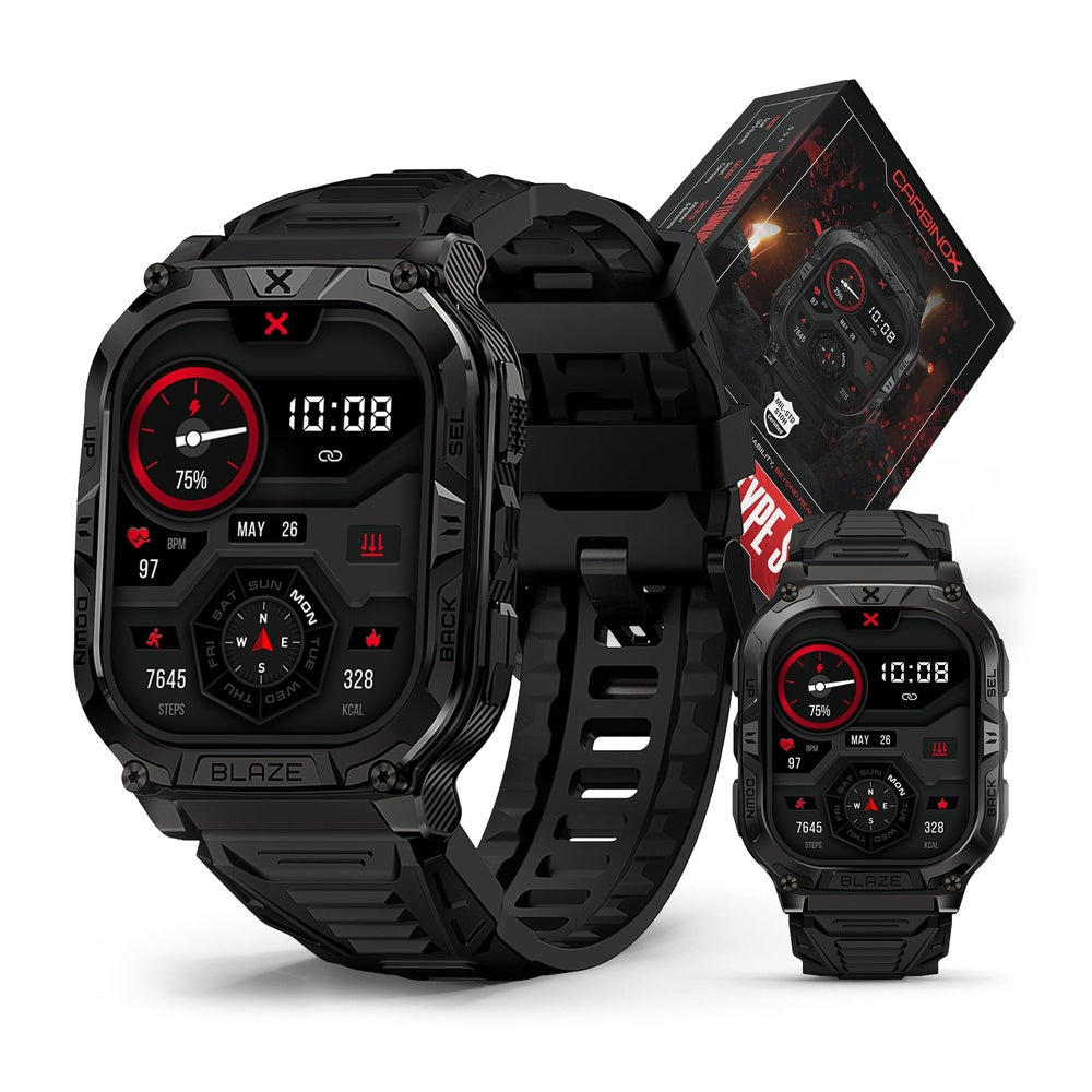 CARBINOX Blaze Smartwatch con GPS, resistente, 170+ modos deportes, Gorilla Glass, llamadas, compatible Android iOS